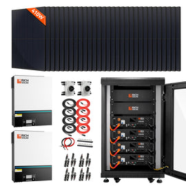 RS-CBK1301A Complete Off-Grid Solar Kit | 13,000W 120/240V Output | 48VDC (30 x 410 Watt - 12.3KW Total)