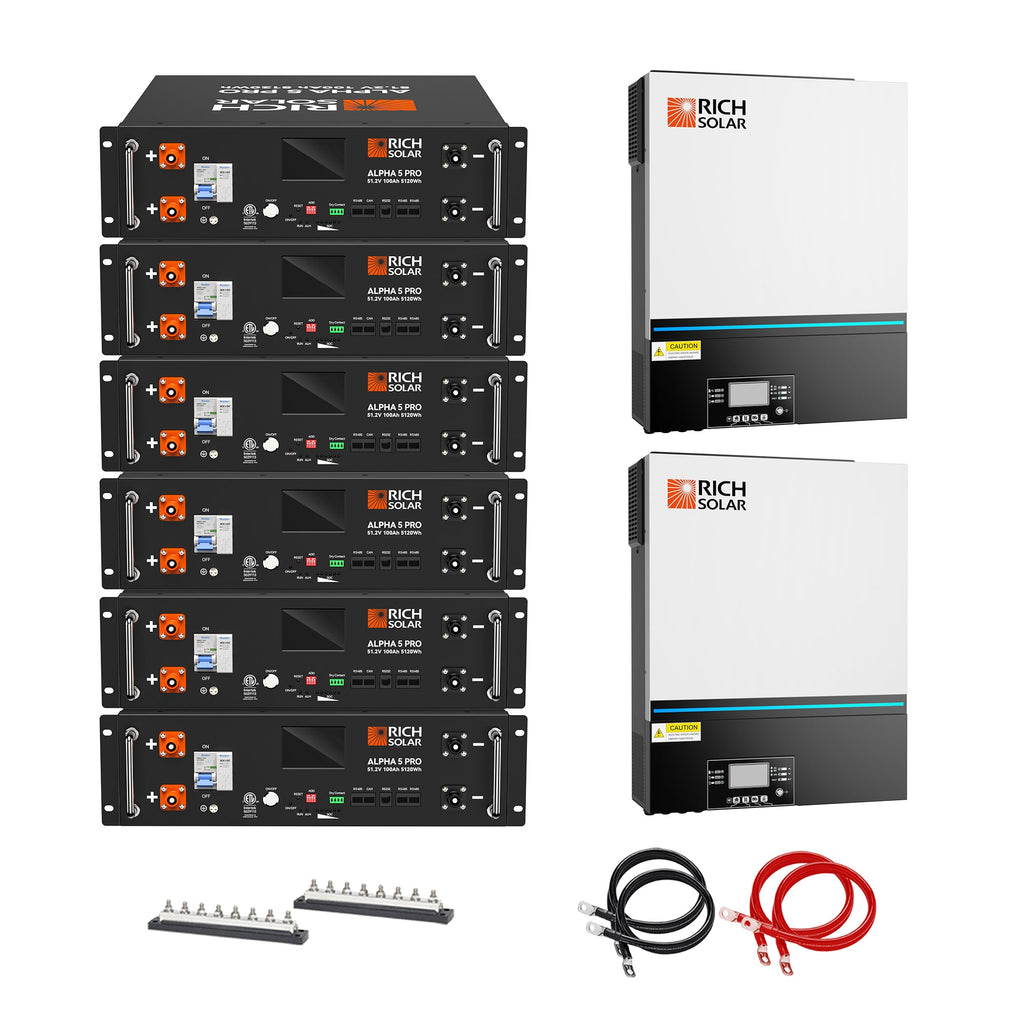 RS-CBK1302 Off-Grid System Kit | 13,000W 120/240V Output, 48VDC(28.8kWh Alpha 5 Server Lithium Iron Phosphate Battery)