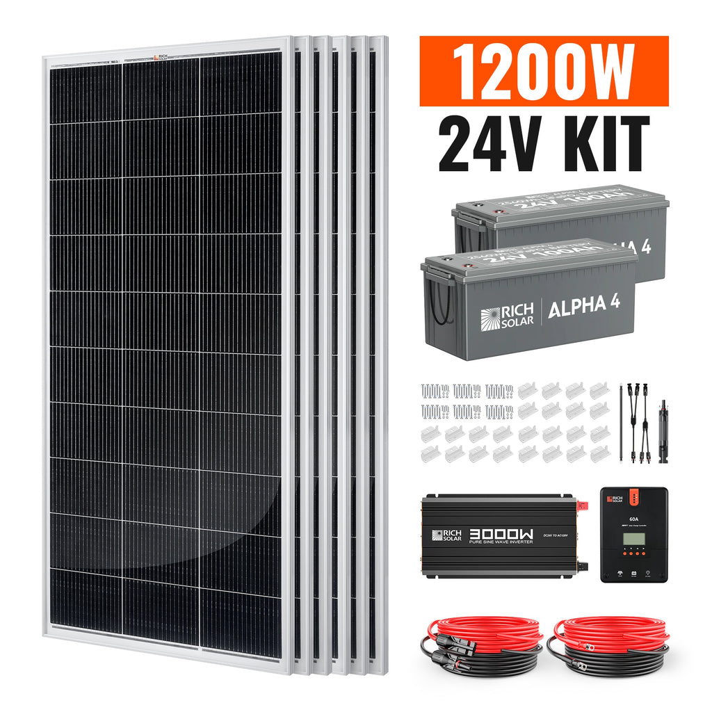 RS-CK1200 1200 Watt 24V Complete Solar Kit