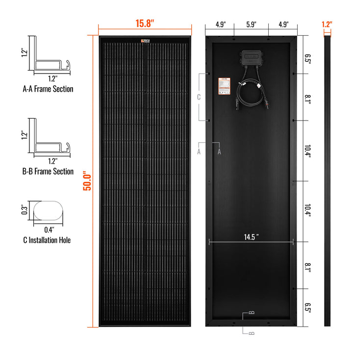 RS-M100SL MEGA 100 SLIM | 100 Watt Slim Solar Panel