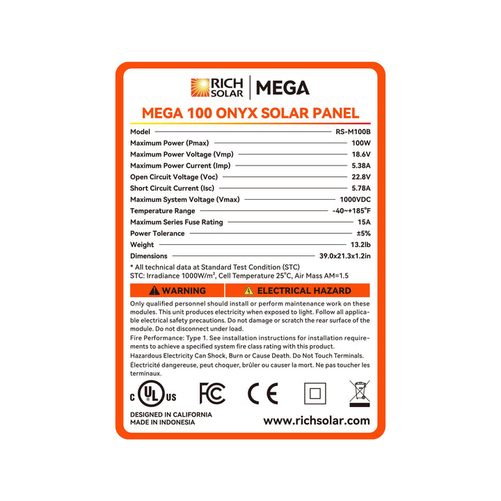 RS-M100 MEGA 100 | 100 Watt Solar Panel