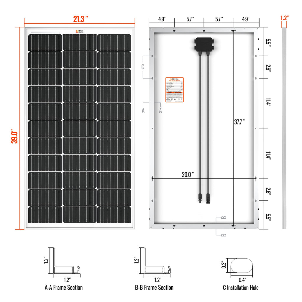 RS-M100 MEGA 100 | 100 Watt Solar Panel