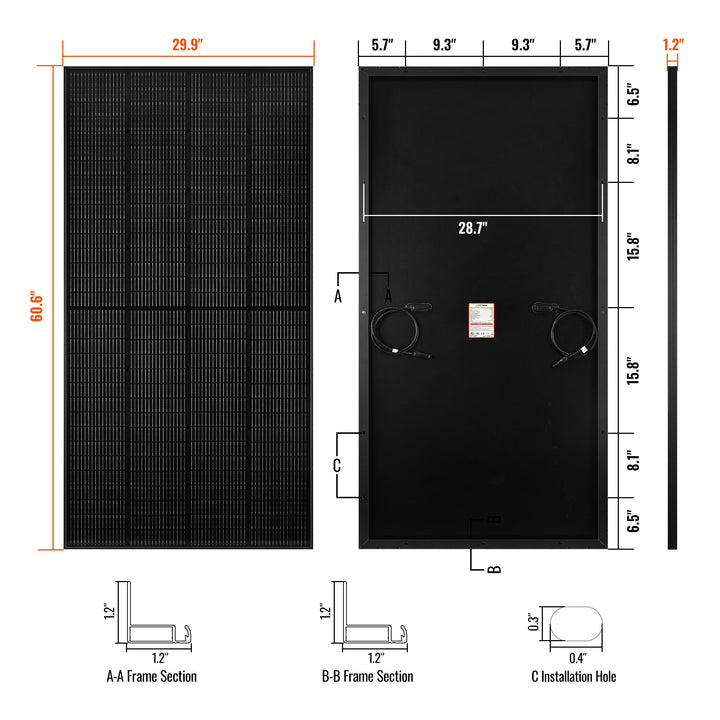RS-M250P MEGA 250 PRO | 250 Watt 24 Volt Solar Panel