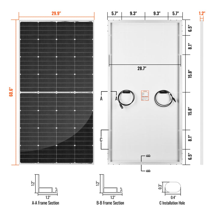 RS-M250P MEGA 250 PRO | 250 Watt 24 Volt Solar Panel