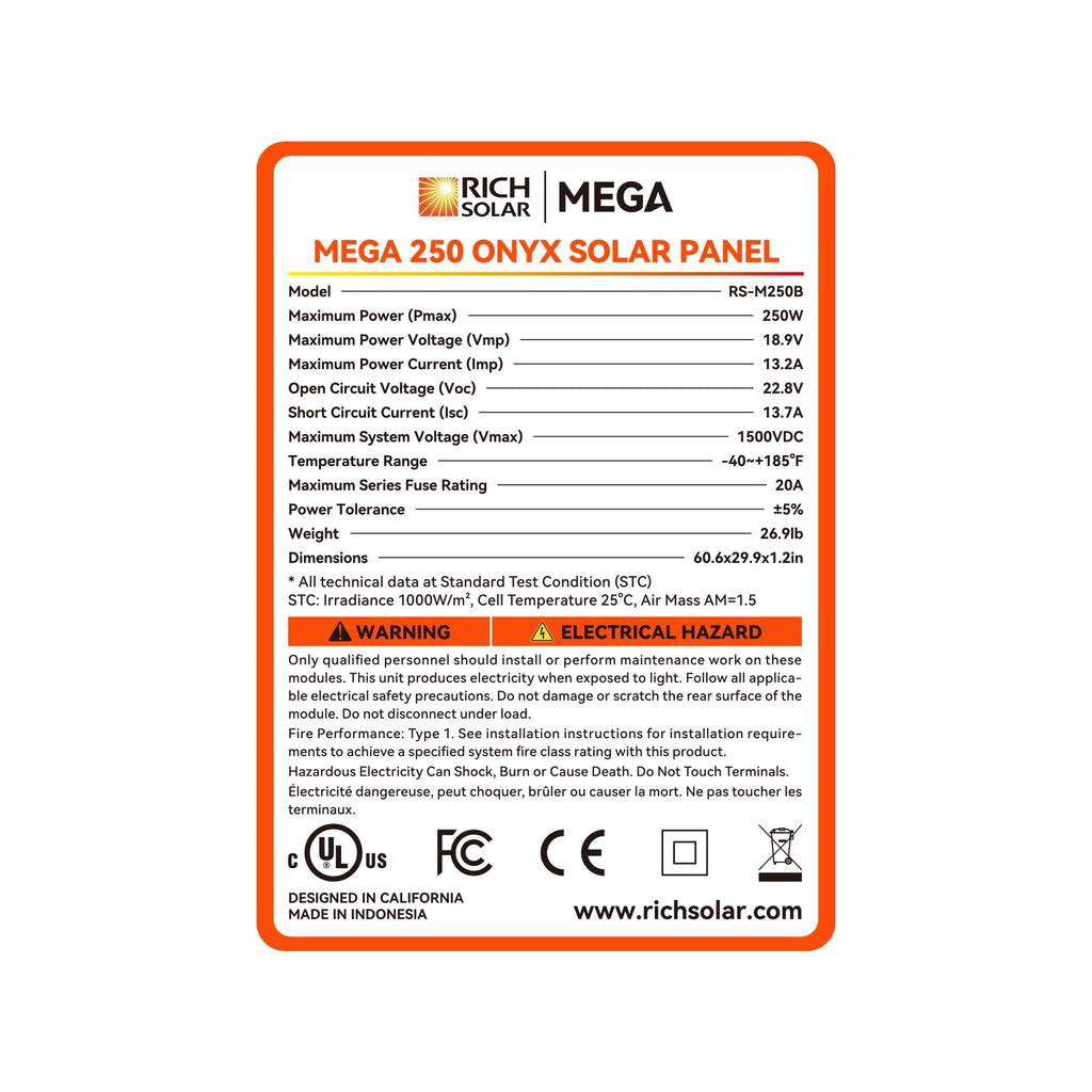 RS-M250 MEGA 250 | 250 Watt Solar Panel