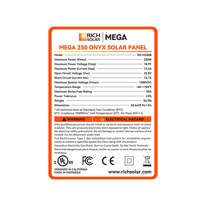 RS-M250 MEGA 250 | 250 Watt Solar Panel