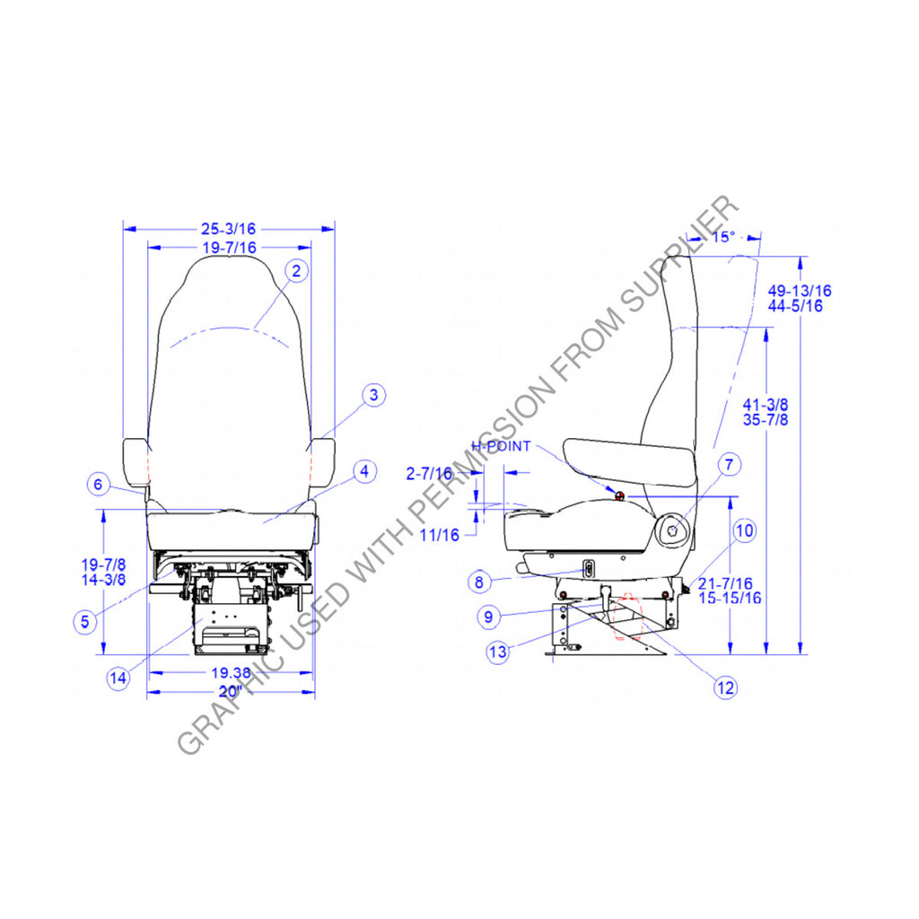 SET 189800VA605 SEAT-HERITAGE SILVER GRY VINYL
