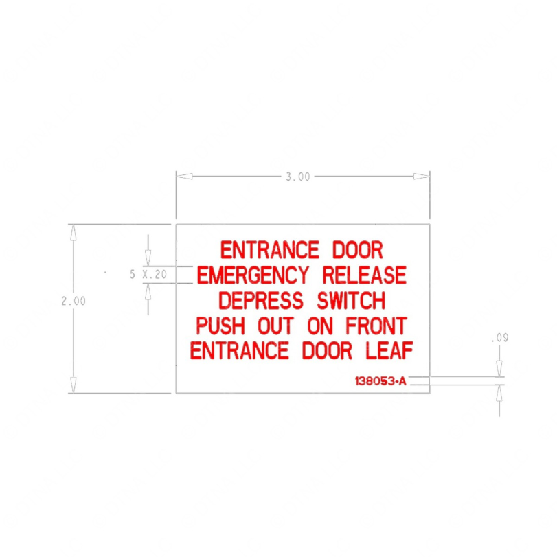TBB 138053 LABEL EMERGENCY OVERRIDE AIR DOOR