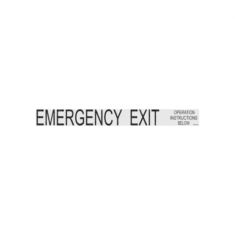 TBB 140635 LBL EM EXIT OIB BLK LET ON CLR BACKGRD