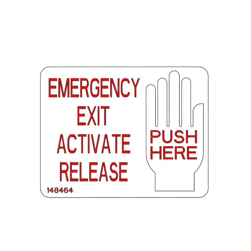 TBB 148464 LABEL EMERGENCY EXIT PUSH HEAR