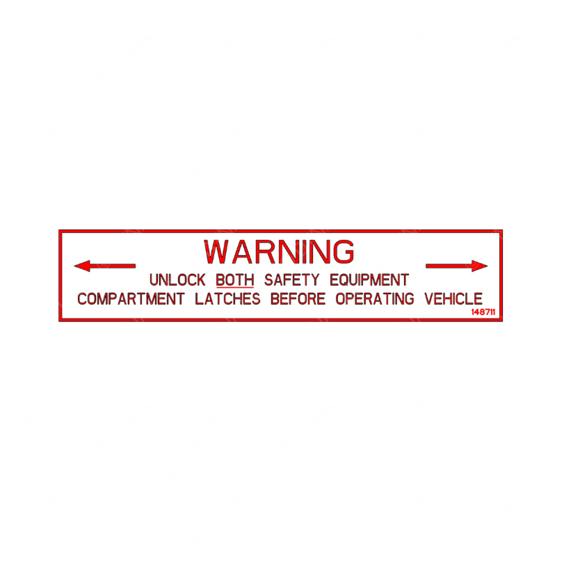TBB 148711 LABEL, WARNING, UNLOCK BOTH LATCHES