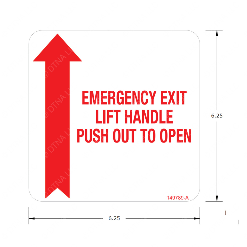 TBB 149789 LABEL, EMERG DR OPER. INSTR. ENG RED/WHT