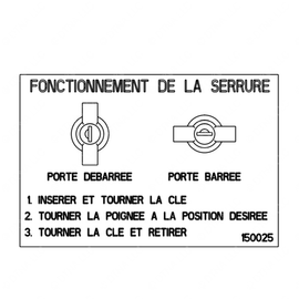 TBB 150025 LABEL,LOCK OPERATION,AG2 ENT. DR, FRENCH