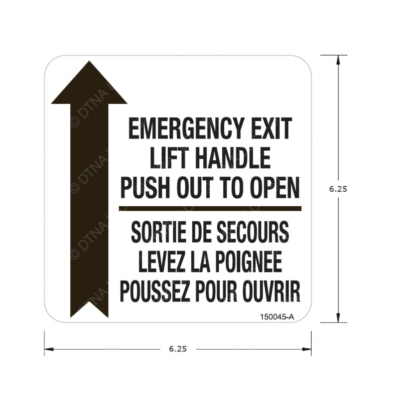 TBB 150045 LABEL, EMERG DR OPER. INSTR. ENG/FRENCH