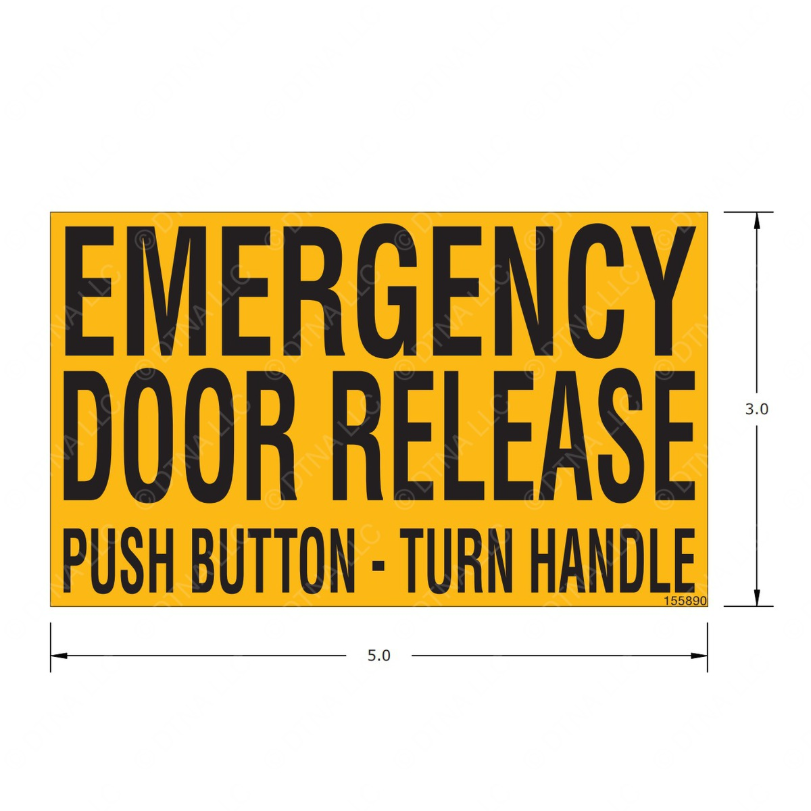 TBB 155890 LABEL, EMERG. RELEASE, MANUAL DR CONTROL