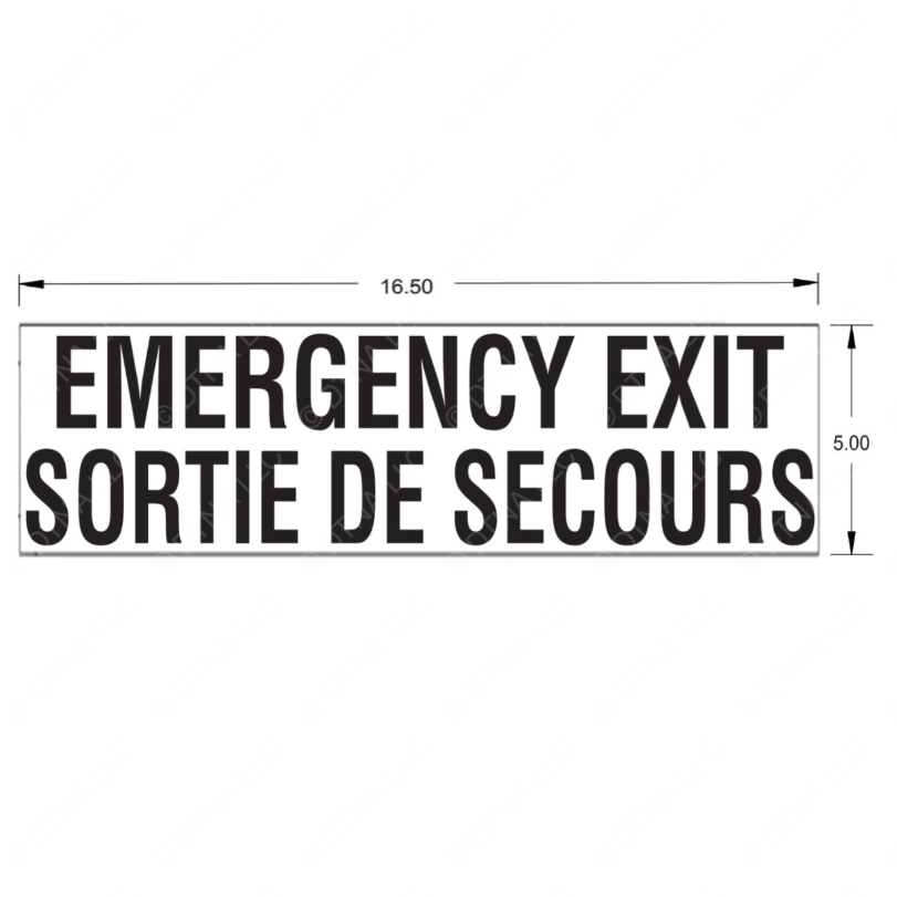 TBB 157936 LABEL, EMERGENCY EXIT SDS, BLK/WHT
