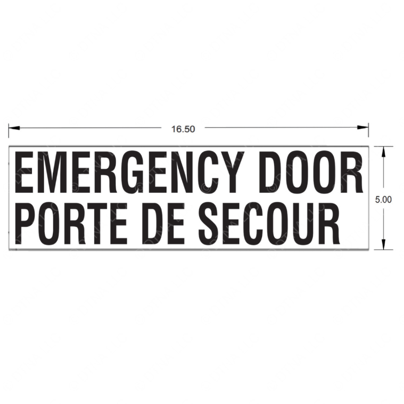 TBB 157937 LABEL, EMERGENCY DOOR PDS, BLK/WHT