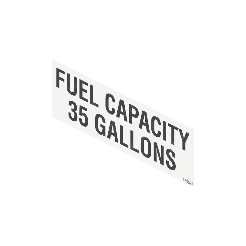 TBB 163579 LABEL, FUEL CAPACITY 100 GALLONS, BLK/W