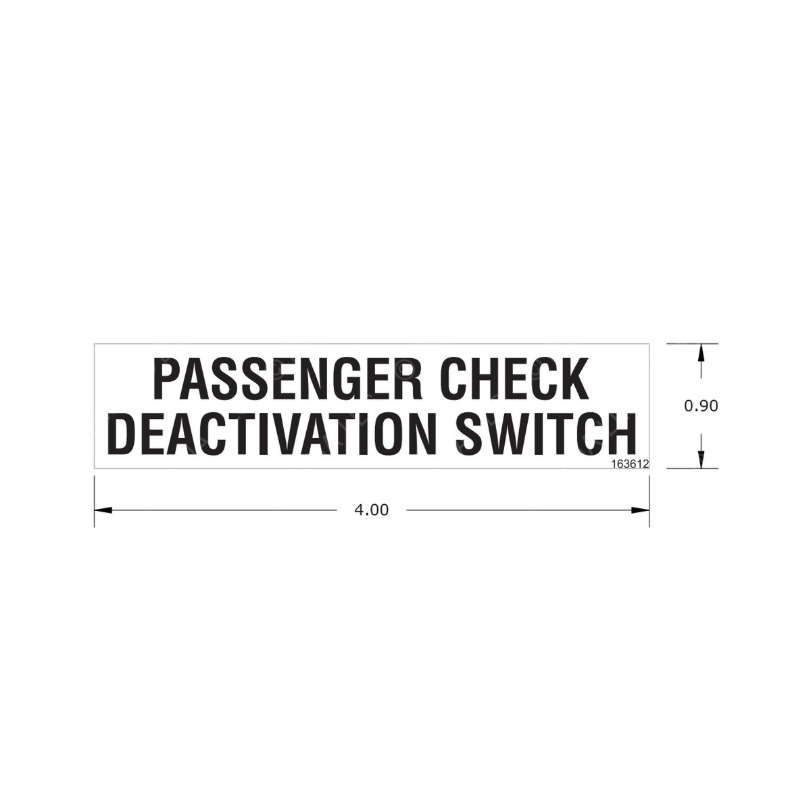 TBB 163612 LABEL, PASS CHECK DEACTIVATION SWITCH