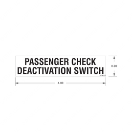 TBB 163612 LABEL, PASS CHECK DEACTIVATION SWITCH