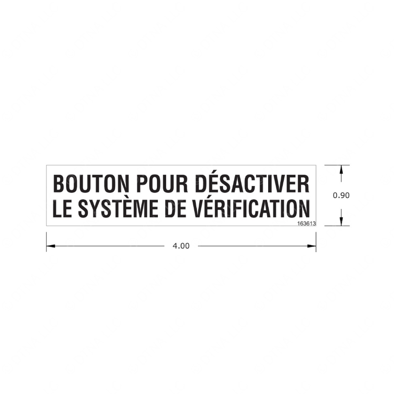 TBB 163613 LABEL, PASS CHECK DEACTIVATION SW,FRENCH