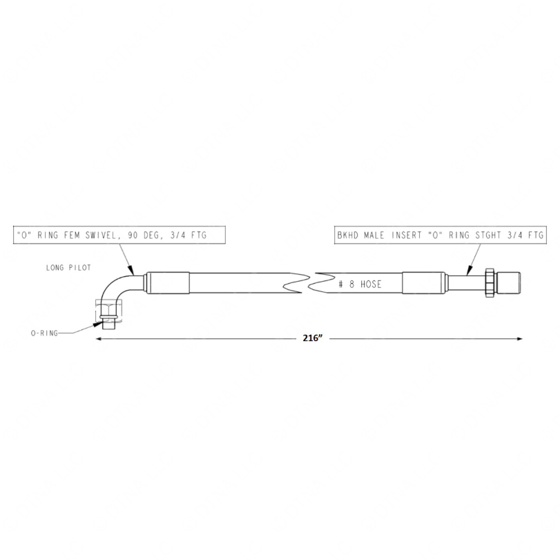 TBB 167496 REFRIGERANT HOSE,  8, 3/4 STGHT FEM TO