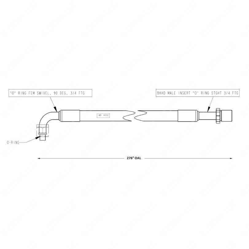 TBB 167505 REFRIGERANT HOSE,  8, 3/4 STGHT FEM TO