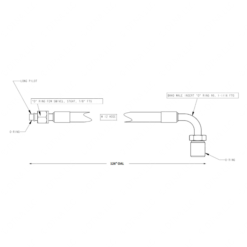 TBB 167796 REFRIGERANT HOSE,  12, 1-1/16 90 BKHD T