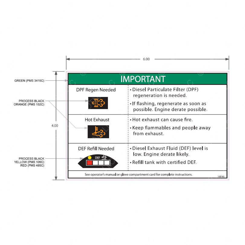 TBB 168165 LABEL 2010 EXHAUST WARNING