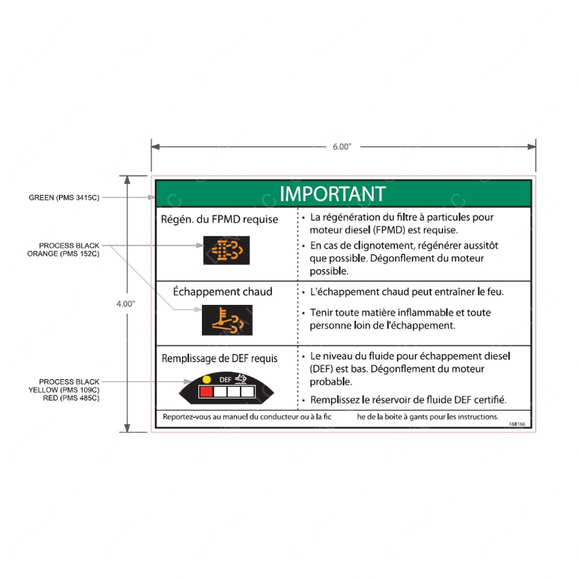 TBB 168166 LABEL, 2010 EXHAUST WARNING, FRENCH