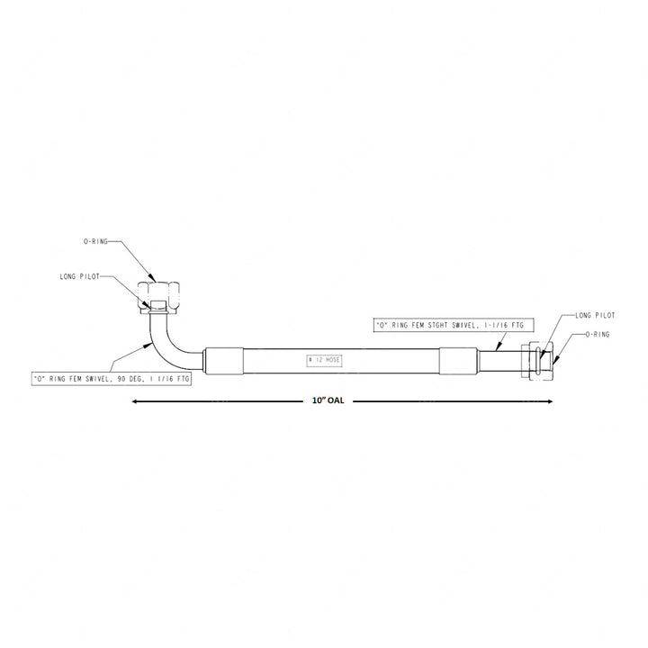 TBB 169524 REFRIGERANT HOSE,  12, 1-1/16 STGHT FEM