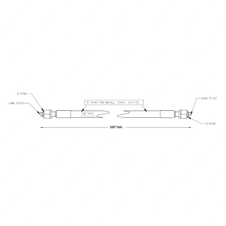 TBB 169526 REFRIGERANT HOSE,  8, 3/4 STGHT FEM TO
