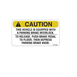 TBB 170108 LABEL CAUTION PARKING BRAKE INTERLOCK