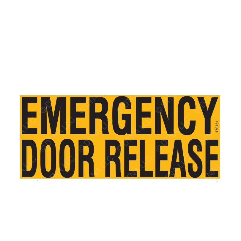 TBB 170151 LABEL EMERGENCY DOOR RELEASE BLK/YEL