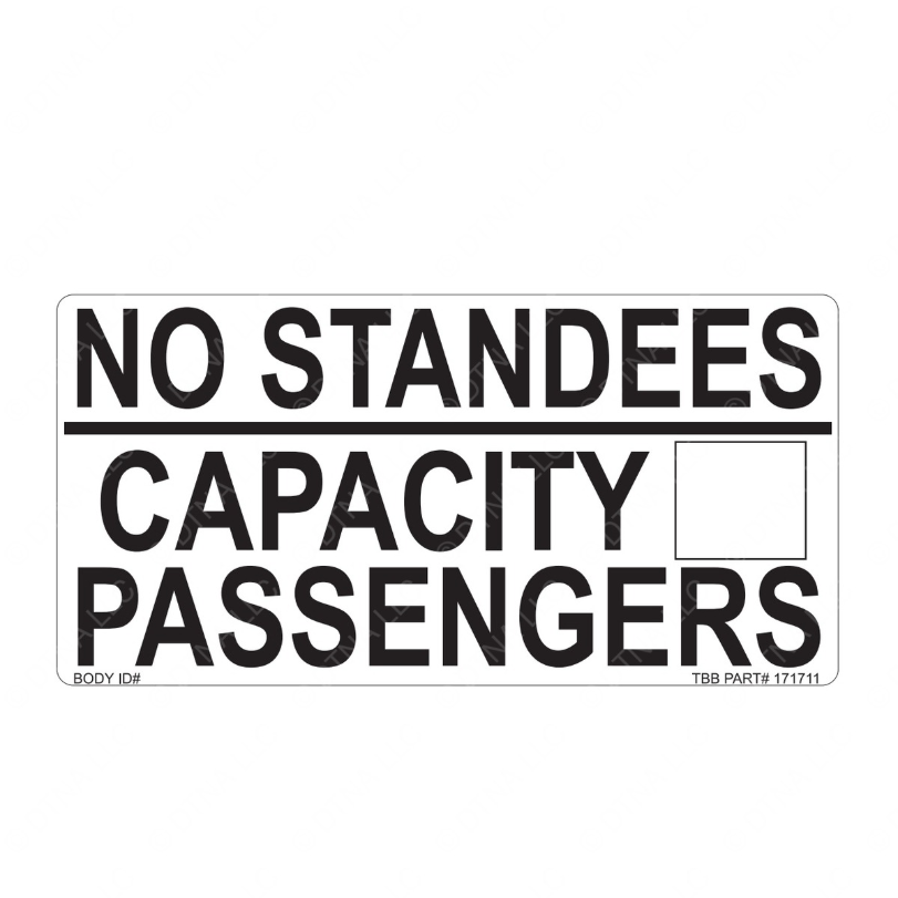 TBB 171711 LABEL, NO STANDEES / CAPACITY, BLK/WHT