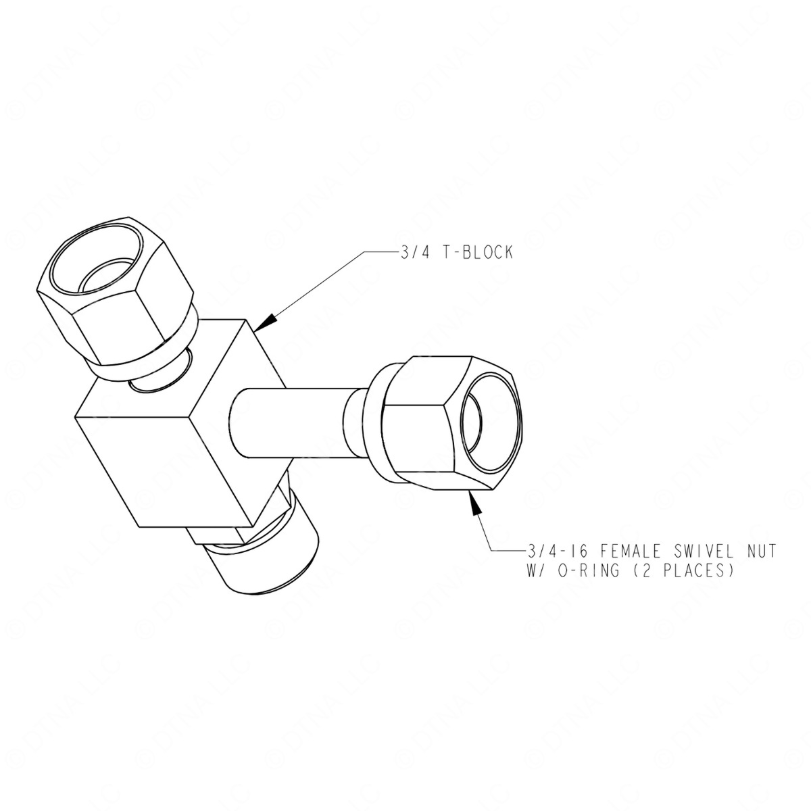 TBB 171974 A/C FITTING,  8M X  8F X  8F, TEE,  8 H