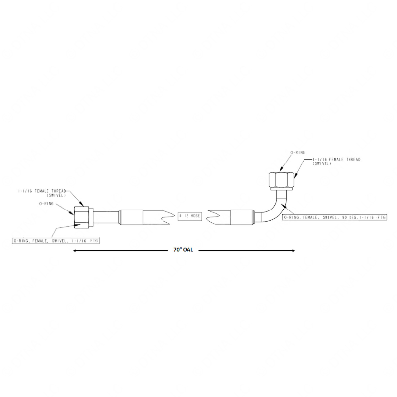 TBB 175034 REFRIGERANT HOSE 12 1-1/16 STGHT FEM 70