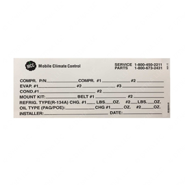 TBB 176002 LABEL, AC SYSTEM DATA LABEL
