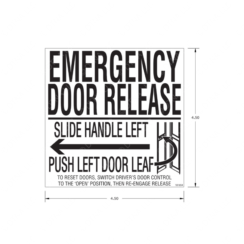 TBB 181654 LABEL EMERG DR REL BLK/WHT FRT DR ELEC