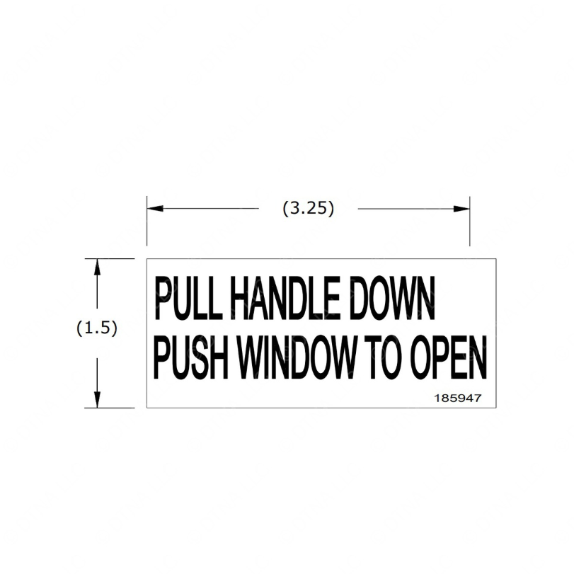 TBB 185947 LABEL, PULL HANDLE DOWN-PUSH WINDOW