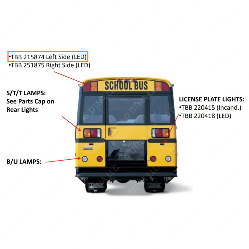 TBB 215874 WARNING LAMP,LED,RED/AMBER,LS REAR