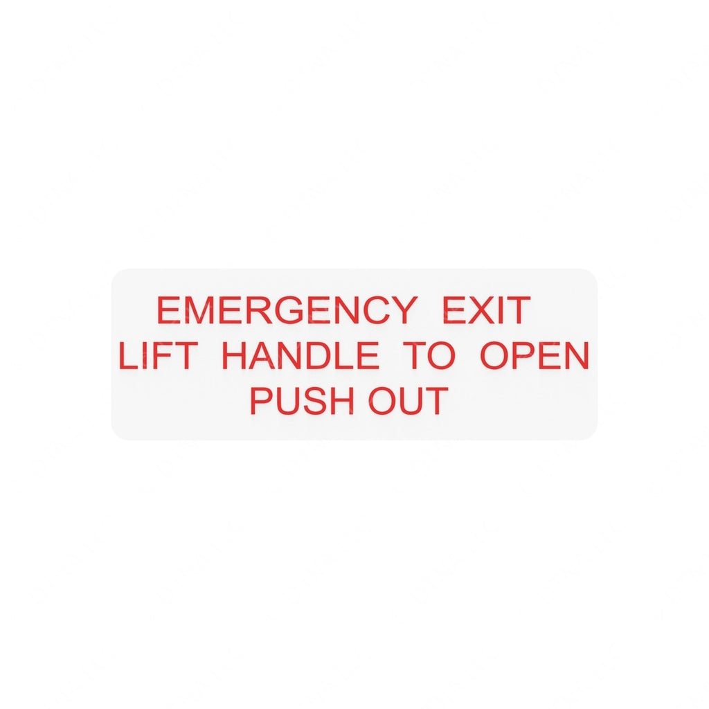 TBB 65012238 DECAL, EMERGENCY EXIT INSTRUCTIONS,