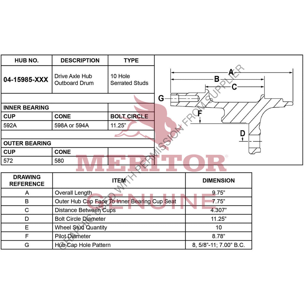 TDA 0415985006 AY-HUB/REAR