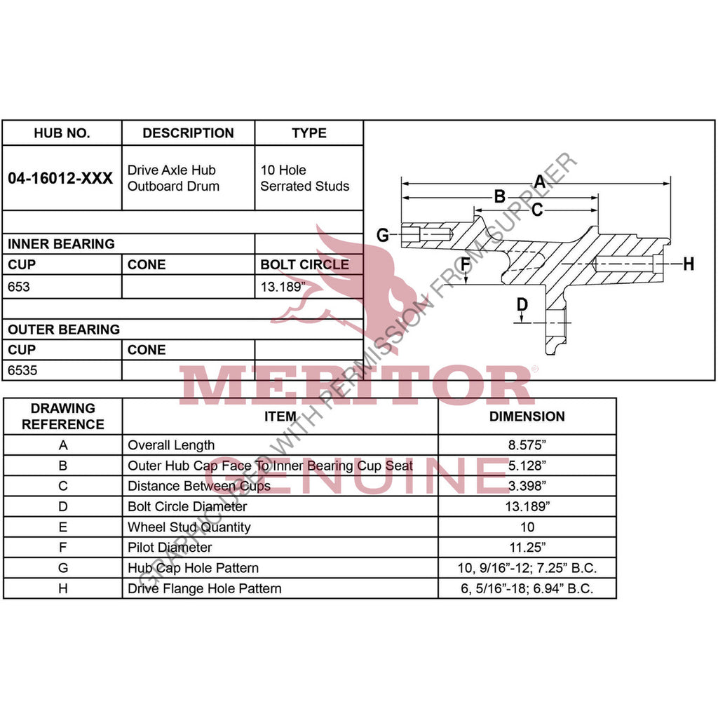 TDA 0416012003 WHEEL HUB