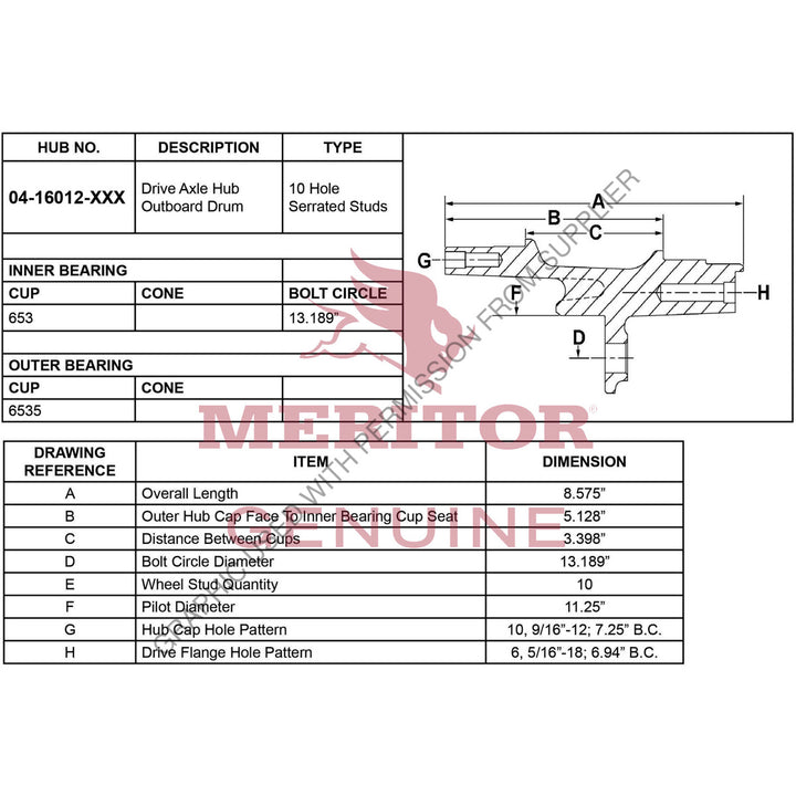 TDA 0416012003 WHEEL HUB