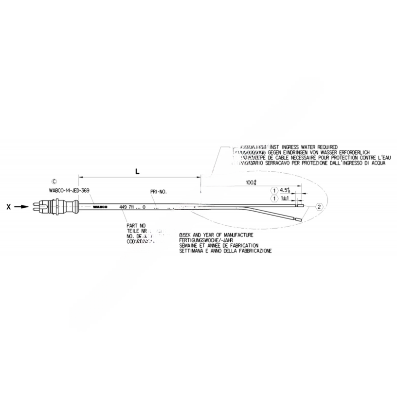 WAB 449 711 025 0 CABLE ABS SENSOR