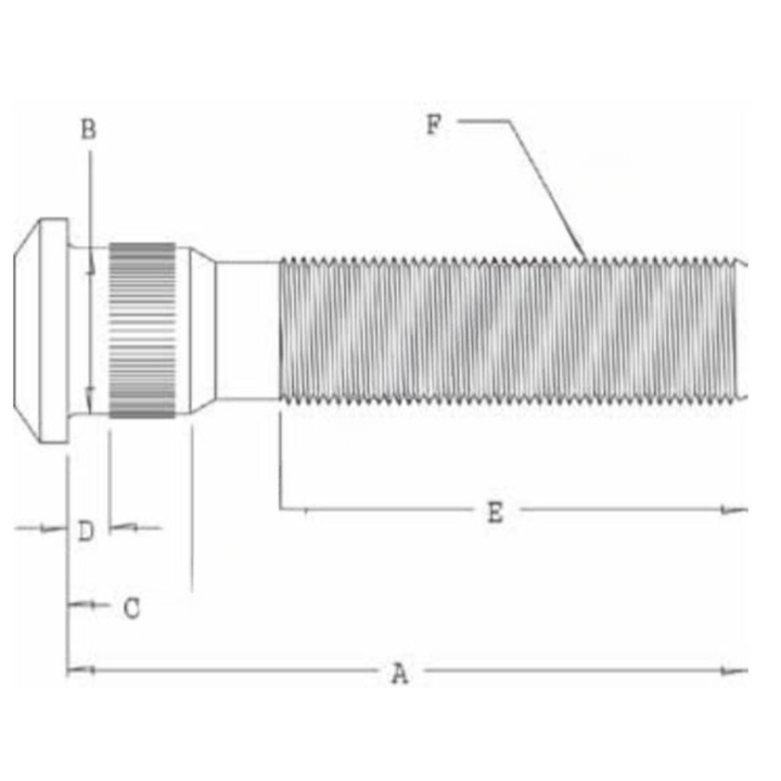 WWD 101162 SERRATED STUD M22 X 4.00 LG